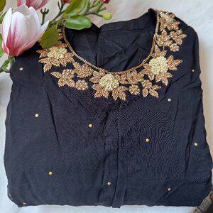 Indian Black Bell Sleeves Boutique Suit | Traditional | Heavy work